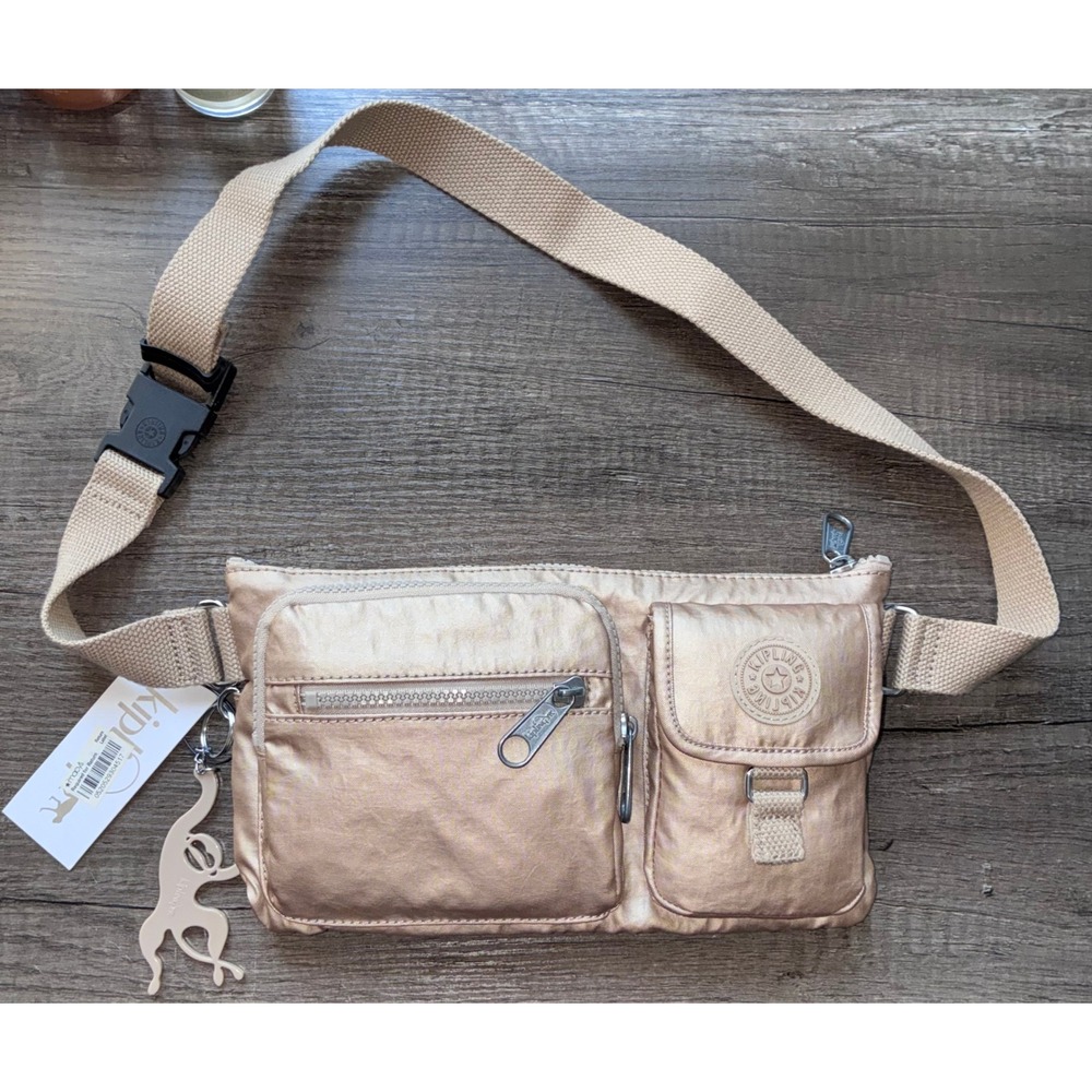 Kipling Presto Metallic Gold Fanny Pack Waist Bag NWT Y2K Gorpcore Festival